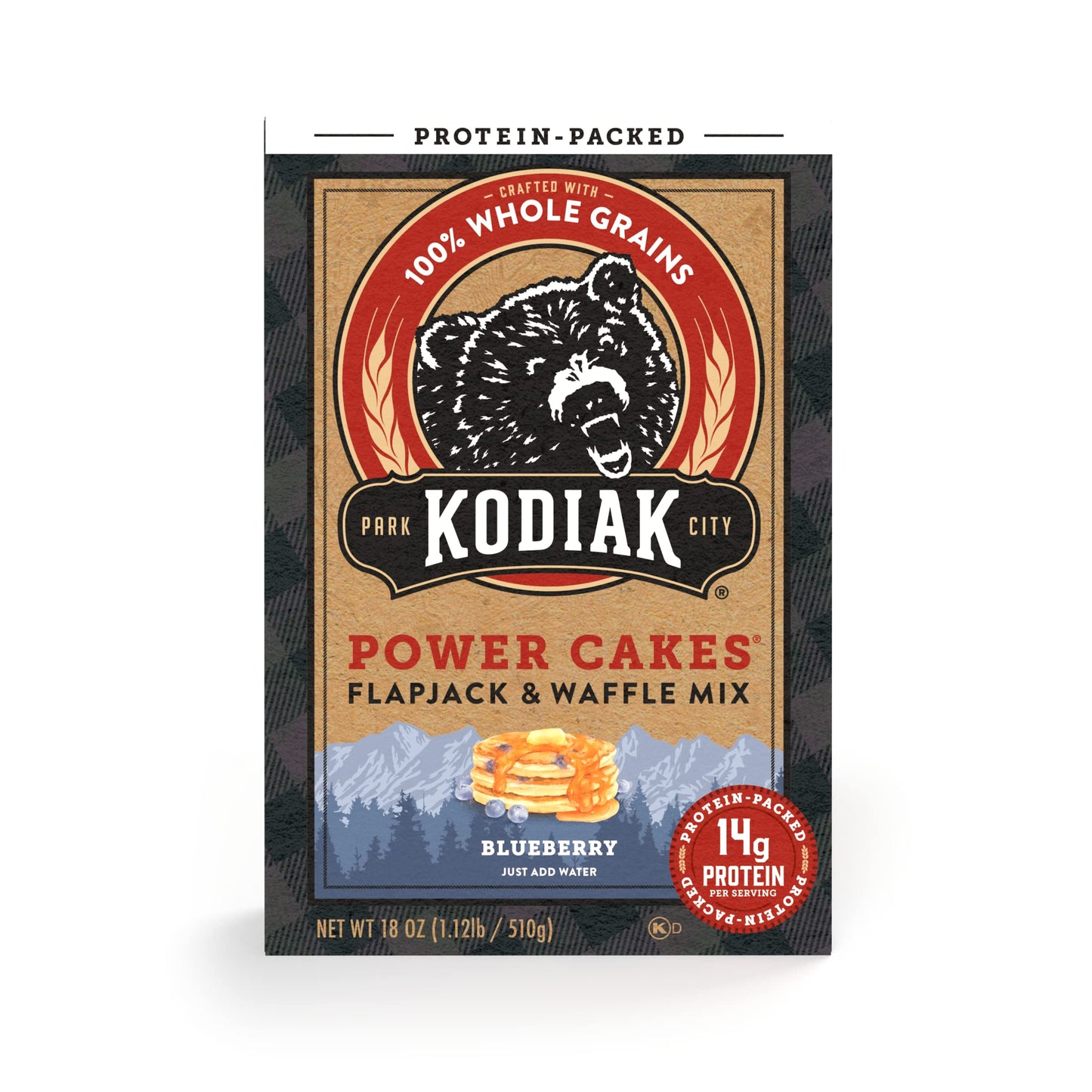 Kodiak Cakes Pancake & Waffle Mix, Blueberry, High Protein, Whole Grains, 18 Ounce (Pack of 1)