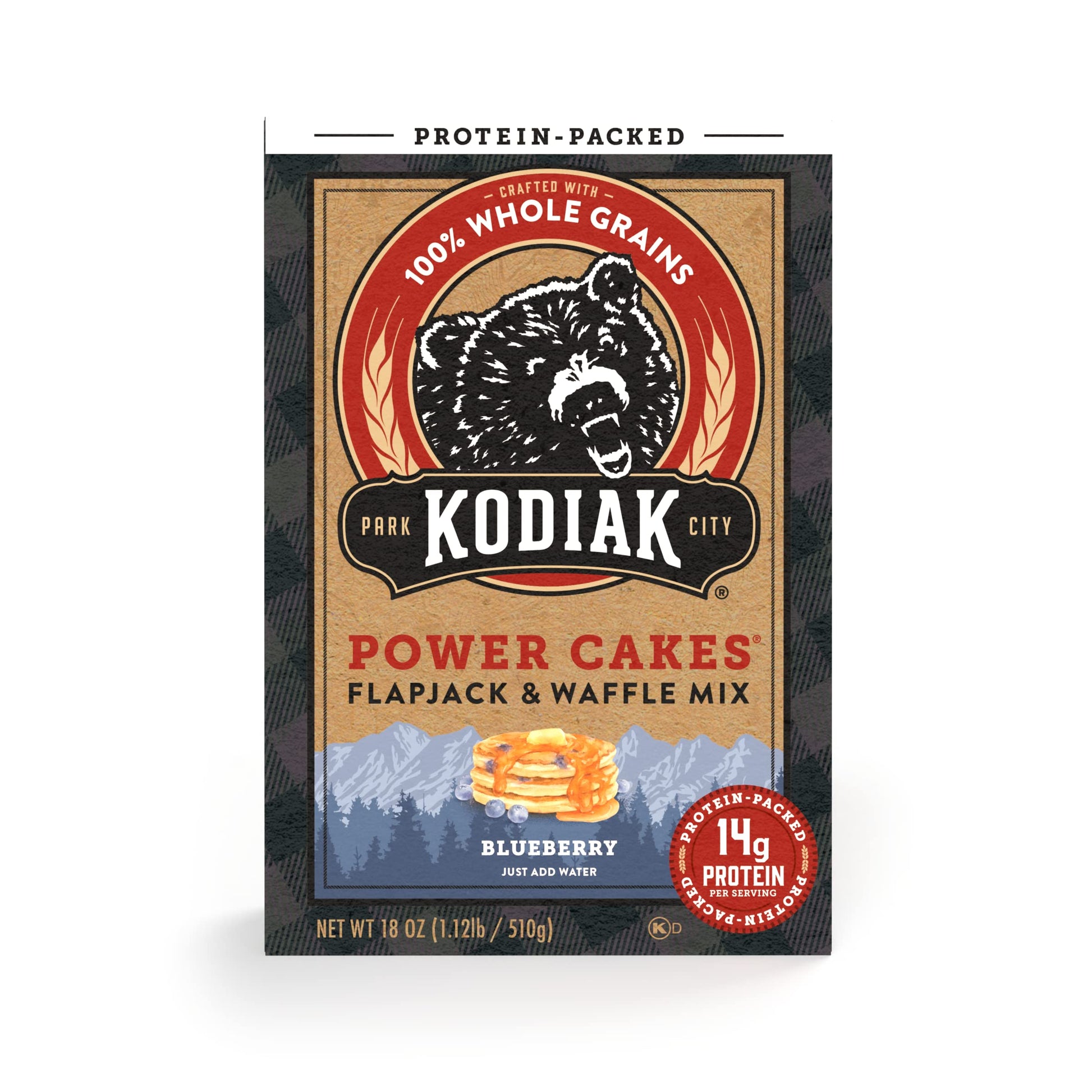 Kodiak Cakes Pancake & Waffle Mix, Blueberry, High Protein, Whole Grains, 18 Ounce (Pack of 1)