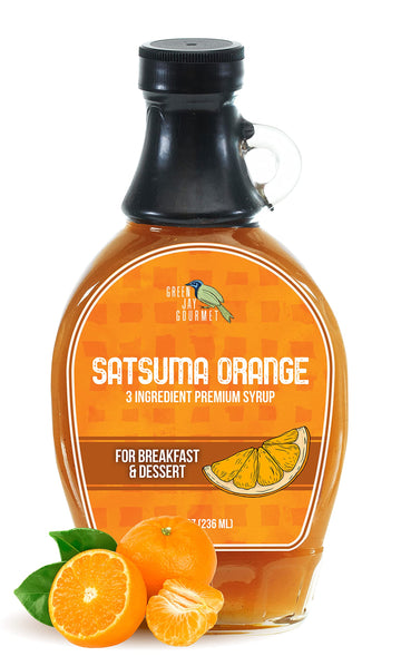 Green Jay Gourmet Satsuma Orange Syrup - 3 Ingredient Premium Breakfast Syrup With Fresh Orange, Cane Sugar & Lemon Juice - All-