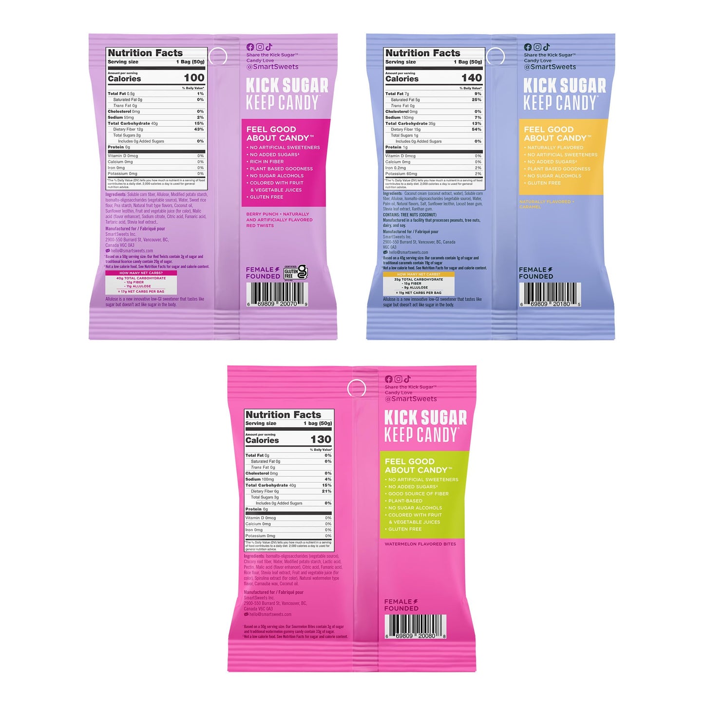 Smartsweets Variety Pack Sampler, Pack Of 6 Individual Flavors, Low Sugar & Calorie Candy - Sweet Fish, Sourmelon Bites, Peach Rings, Sour Blast Buddies, Red Twists, & New Soft Caramels