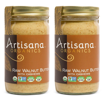 Artisana Organics Raw Walnut Butter With Cashews (2-Pack), 14Oz Jars | No Sugar Added, Whole30 Compatible | Vegan + Paleo Friendly, Non Gmo