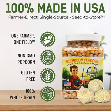 Princeton Popcorn Mushroom Popcorn Kernels - Farmer Direct, Non-GMO, Gluten Free, Un-Popped, Ball Shaped, Old Fashion Popcorn Po