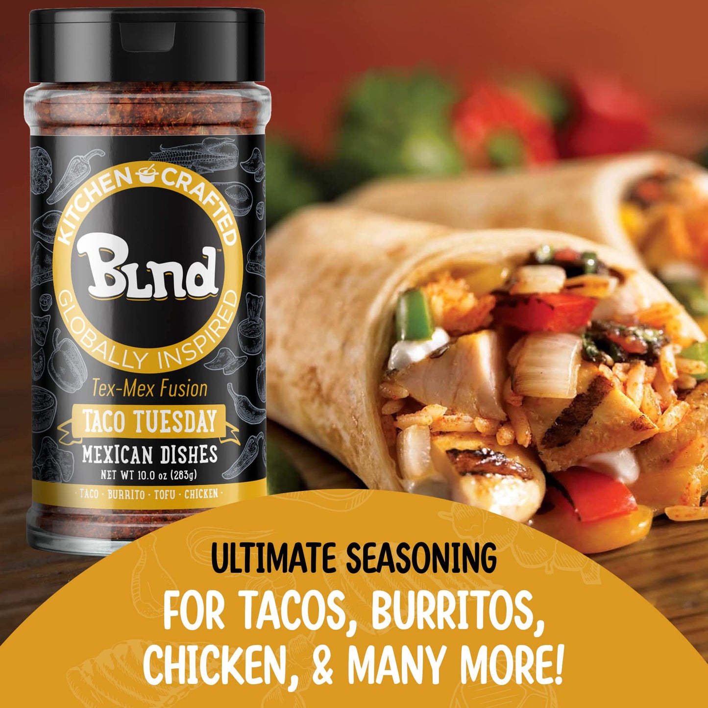 Kitchen Crafted - BLND Taco Tuesday, Gluten Free Taco Seasoning Mix, Herbs, Spices & Seasonings for Cooking Taco Meat, Enchilada