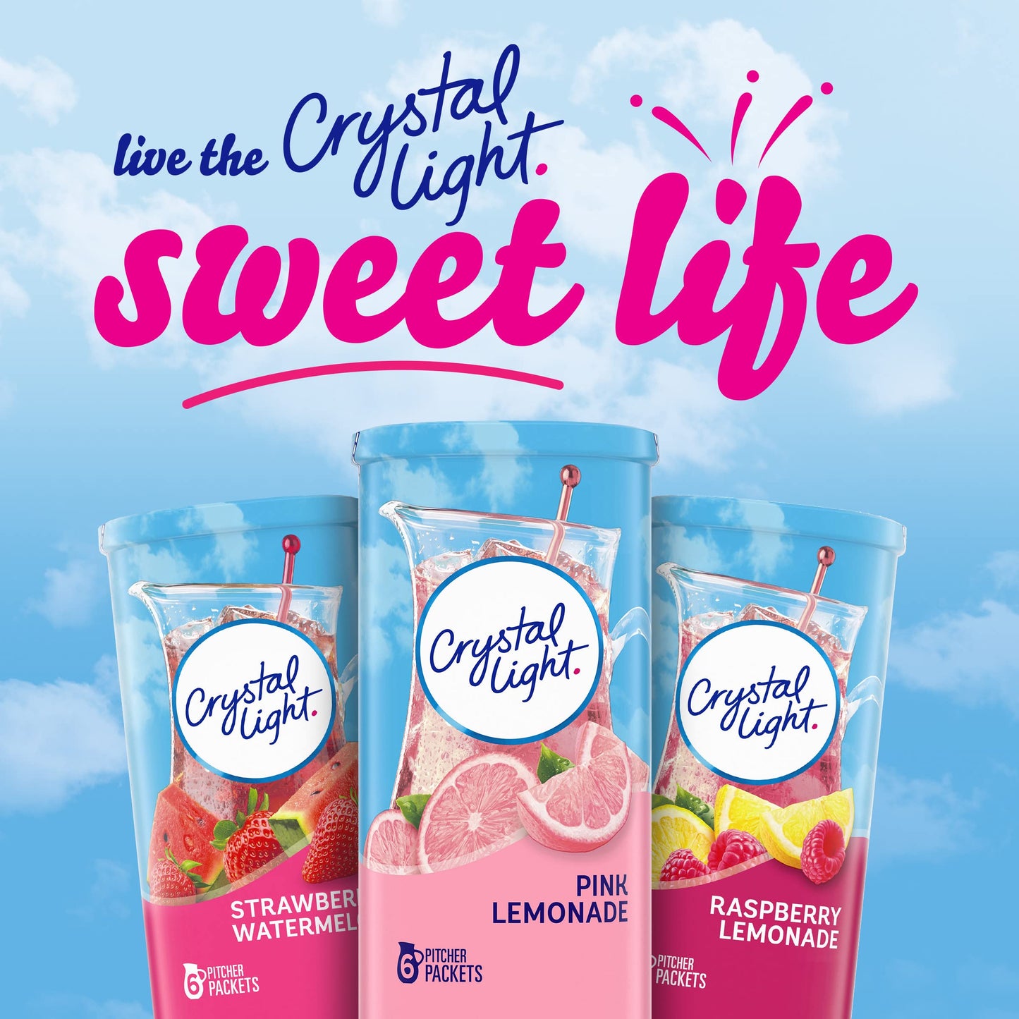 Crystal Light Sugar-Free Pink Lemonade Naturally Flavored Powdered Drink Mix 72 Count Pitcher Packets(Packaging may vary)