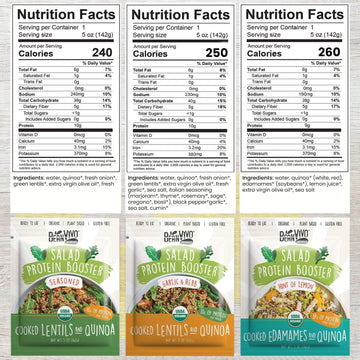 Beanvivo - Variety 6 Pack Salad Protein Boosters - Seasoned, Garlic & Herbs, Edamame - Delivering A Burst Of Taste And 10G Of Pr