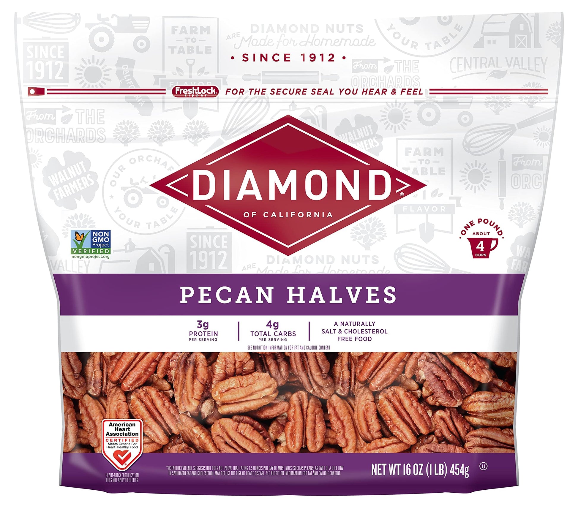Diamond Of California Pecans Halves, 16 Oz (6 Pack)