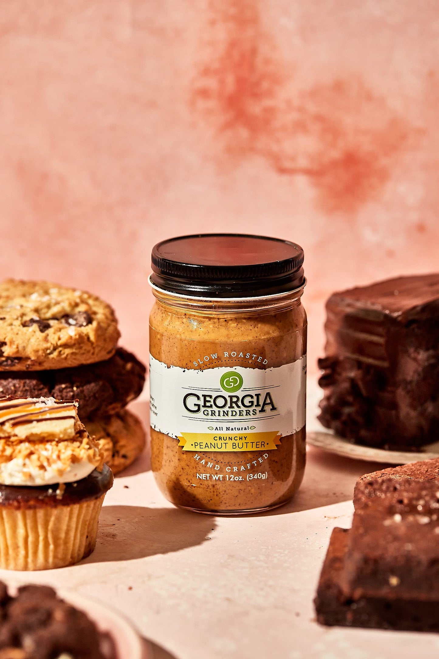 Georgia Grinders Crunchy Peanut Butter, No Sugar Added, Gluten-Free, Vegan, 12 Ounce