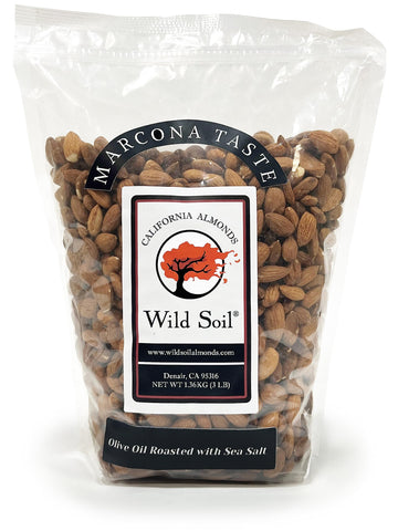 Wild Soil Almonds - Olive Oil Roasted, Sea Salt, Higher Protein, 3lb Pack