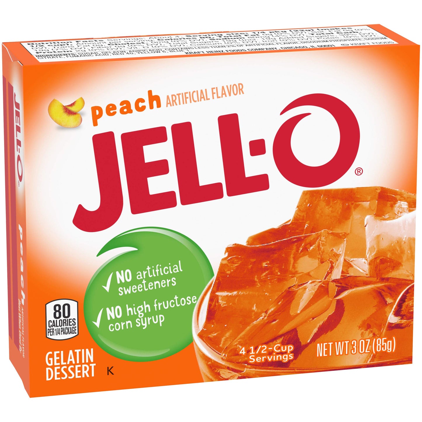 Jell-O Peach Gelatin Mix, 3 oz Boxes, Pack of 24, Easy to Prepare Dessert