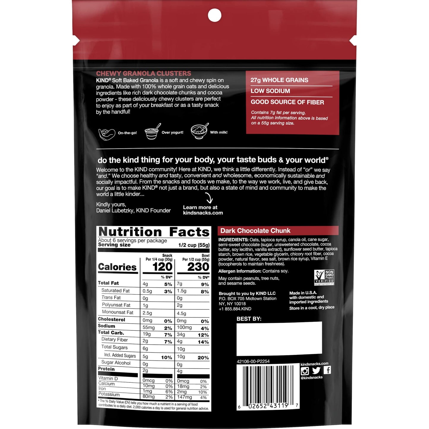 KIND Soft Baked Granola, Dark Chocolate Chunk, 11 oz bag (Pack of 2)