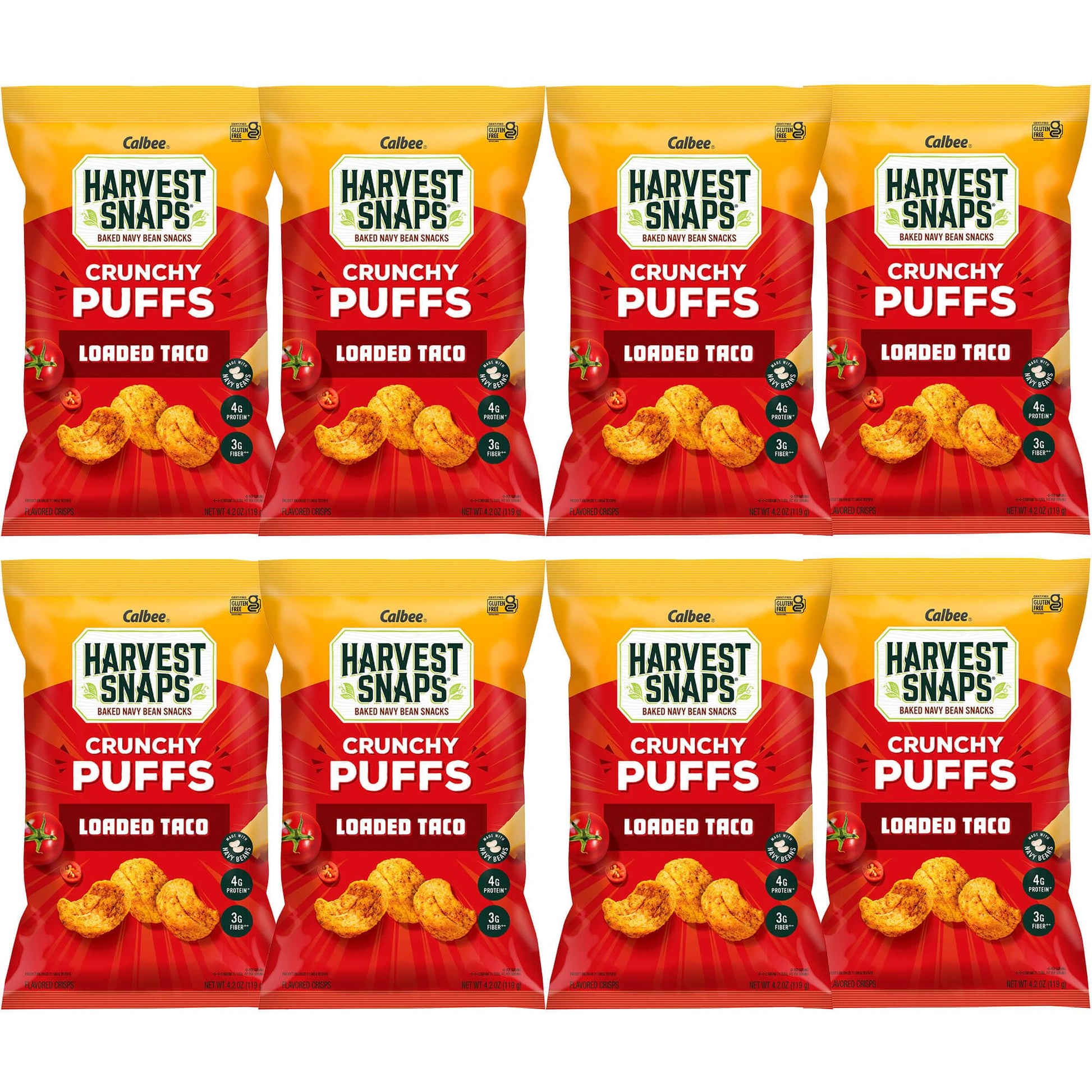 Harvest Snaps Veggie Chips (Loaded Taco Crunchy Puffs) | Powered By Plant Protein, Gluten Free, Non-Gmo Baked Vegetable Crisps |