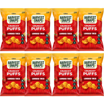 Harvest Snaps Veggie Chips (Loaded Taco Crunchy Puffs) | Powered By Plant Protein, Gluten Free, Non-Gmo Baked Vegetable Crisps |