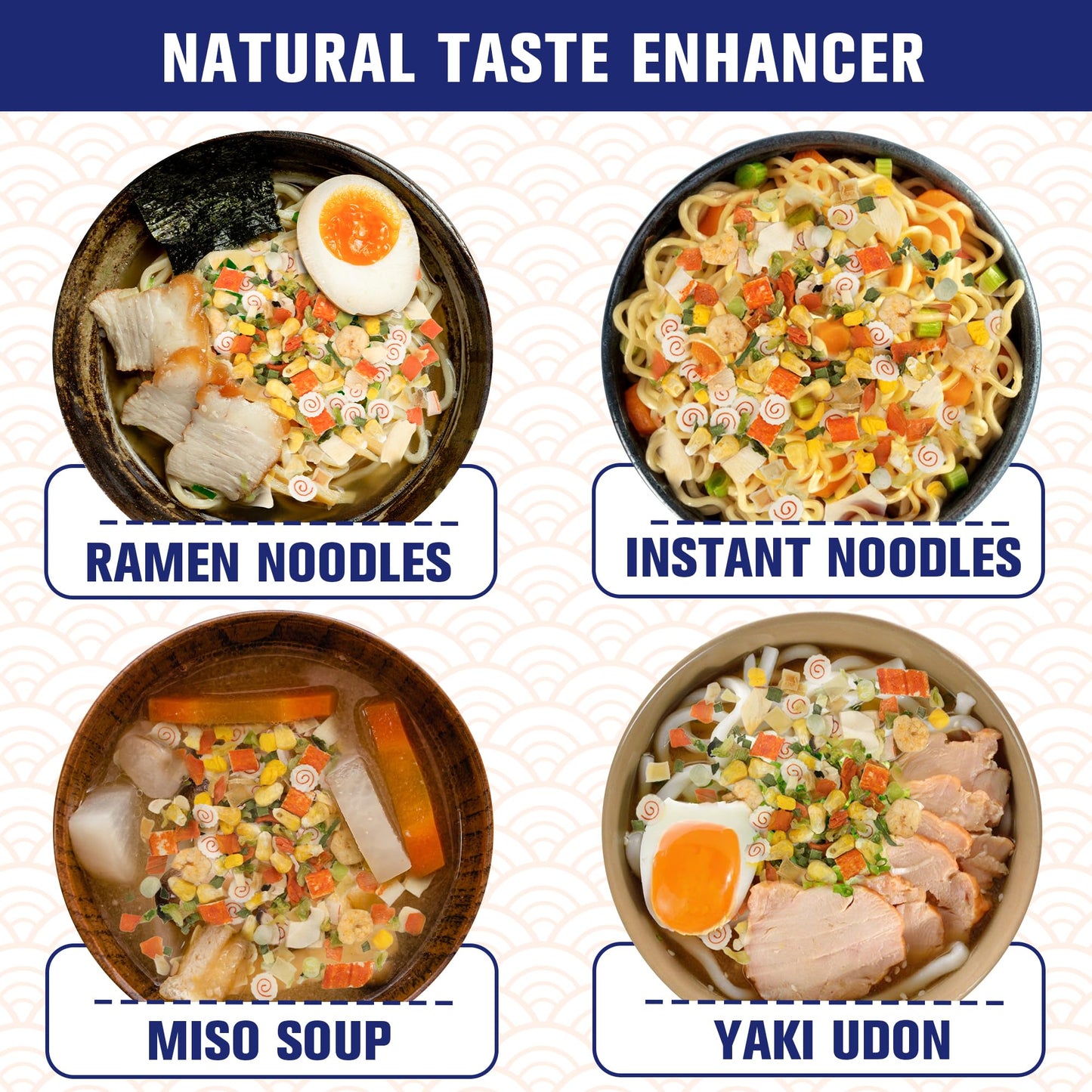 Classic Ramen Toppings Seafood Mix 14oz  12 Ingredient Blend with Shrimp  Squid & Sea etc  Dried Ramen Toppings Flavor Rich  Non-GMO  Low Sodium for Ramen  Instant Noodles & Soup Topper