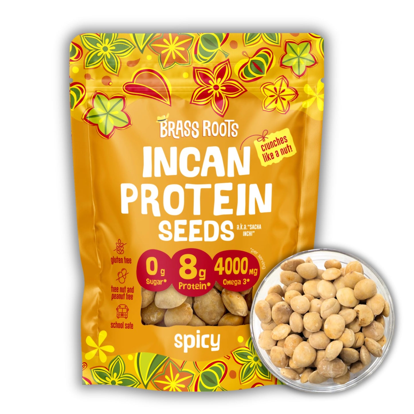 BRASS ROOTS Organic Incan Protein Seeds - High Protein, Nut Free, 10 oz, Spicy