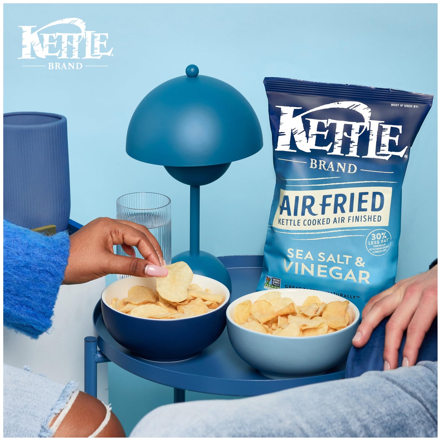 Kettle Brand Potato Chips, Air Fried Sea Salt & Vinegar Kettle Chips, 6.5 Oz Bag