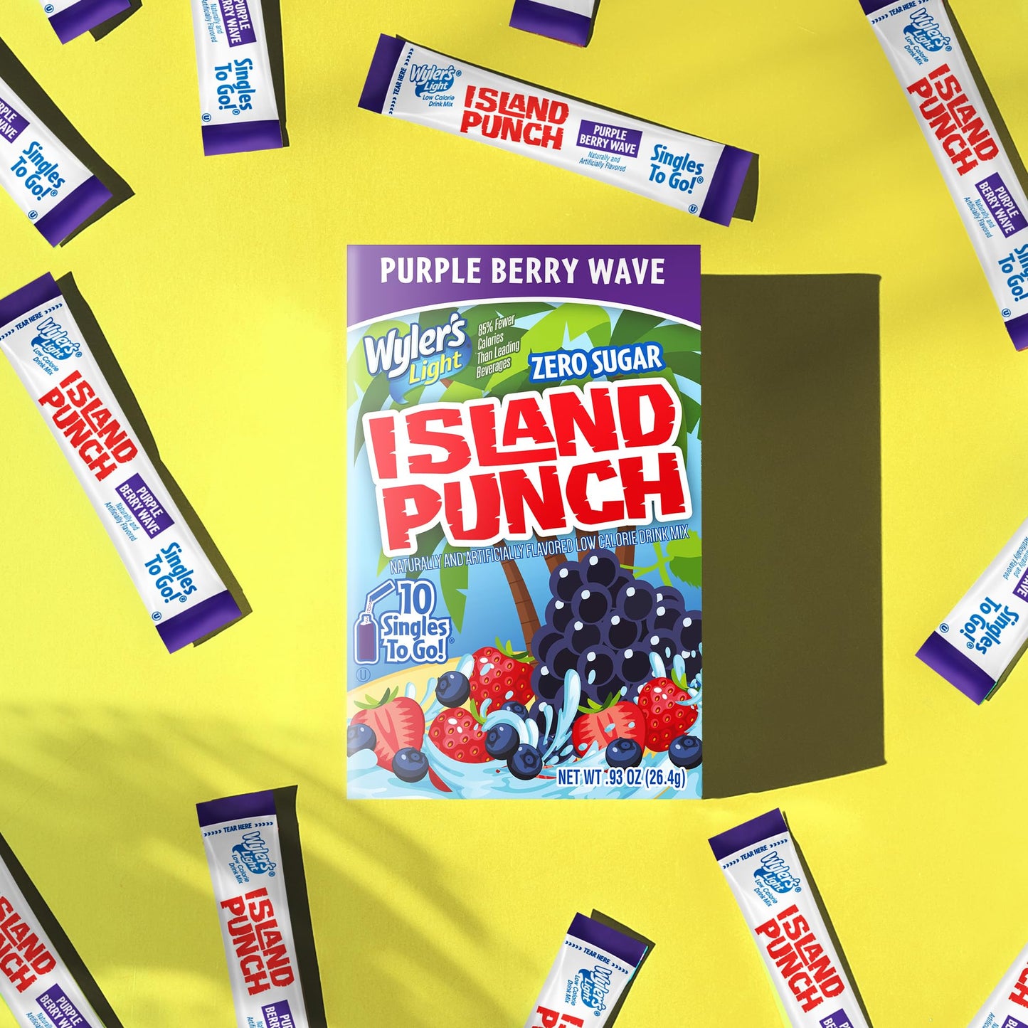 Wylers Light Island Punch Drink Mix, Purple Berry Wave, 10 Count, 0.78 Ounce (Pack of 12)