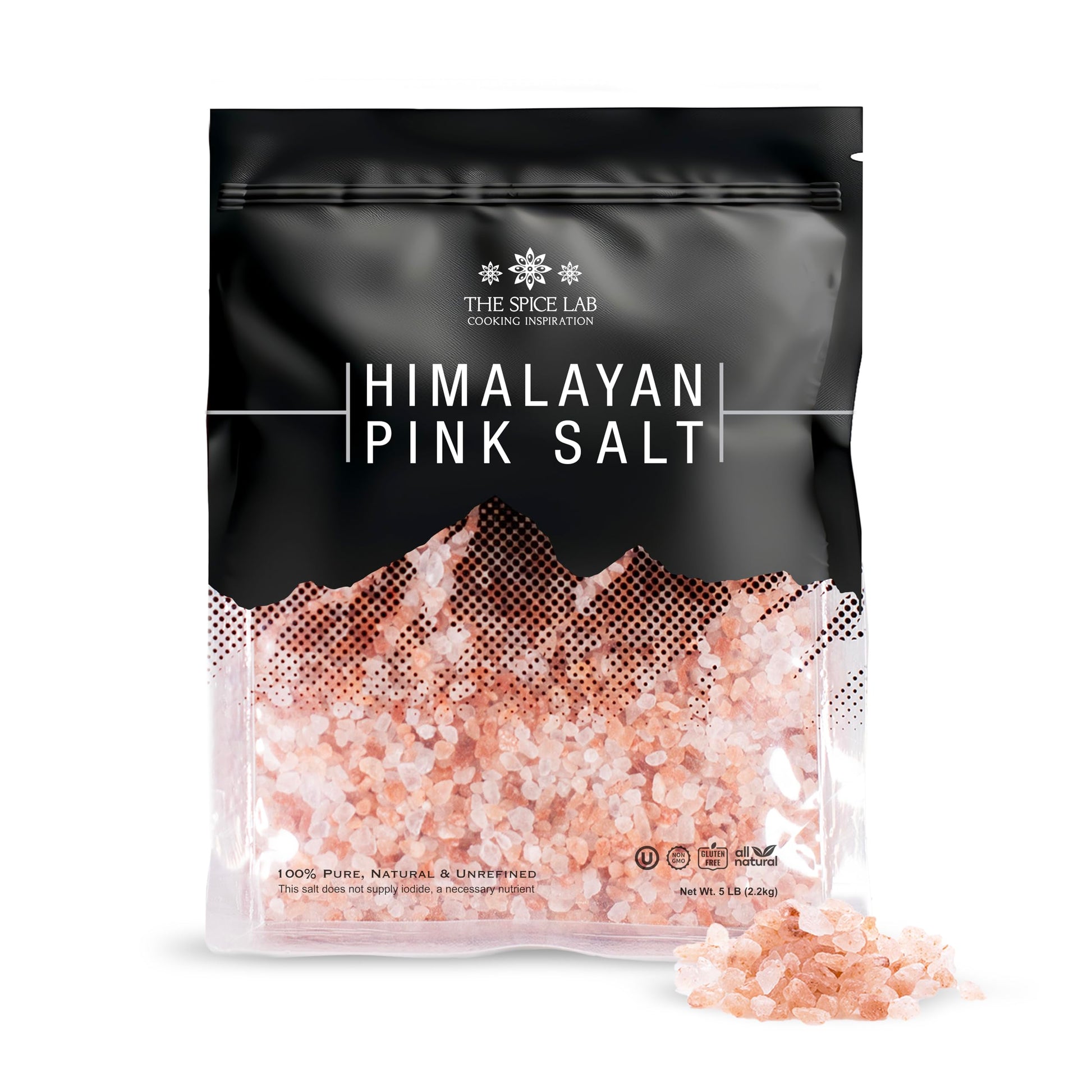 The Spice Lab Himalayan Salt - Coarse 5 Pound - Pink Himalayan Salt is Nutrient and Mineral Dense for Health - Gourmet Pure Crys