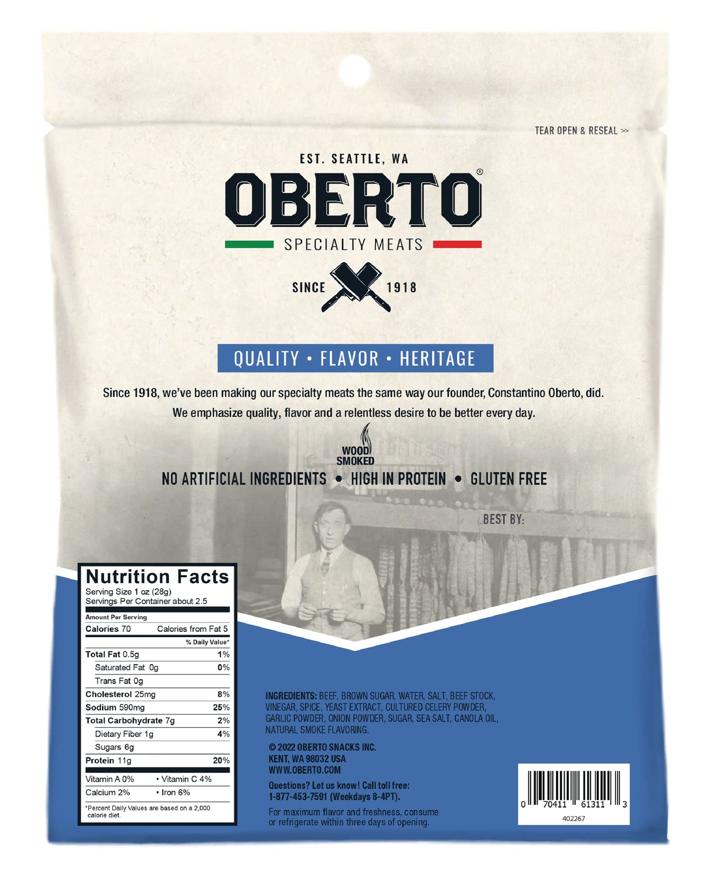 Oberto Specialty Meats Peppered Beef Jerky, 2.7 Ounce (Pack Of 8)