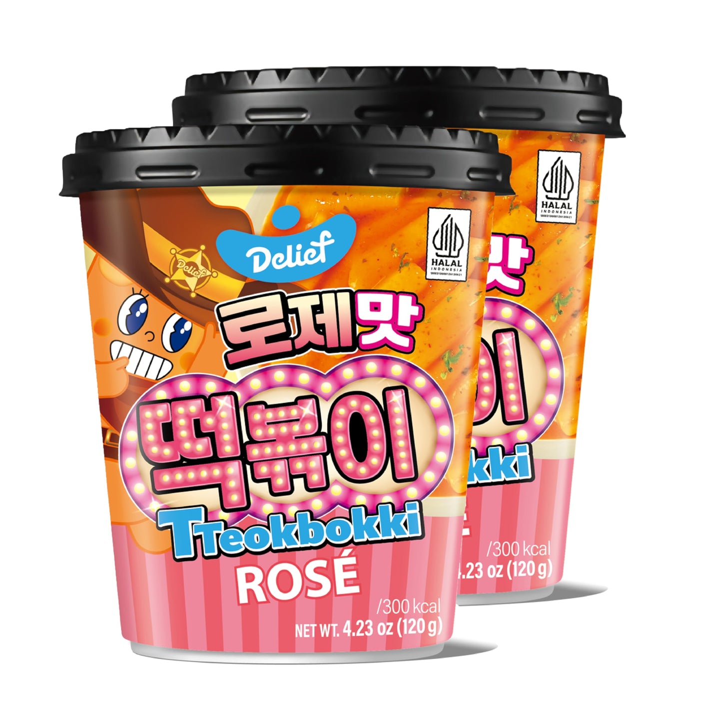 DELIEF Tteokbokki Cup Rose Flavor 4.23oz(120g) Korean Street Food Korea Instant Rice Cake Snack, 2 Packs