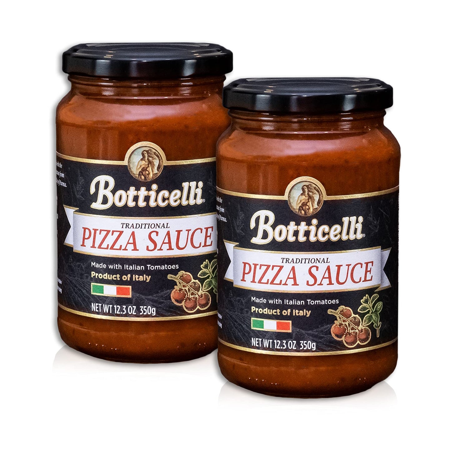 Botticelli Enhanced Italian Pizza Sauce For Authentic Italian Taste - (Pack Of 2) - Whole30 Approved - Made In Italy, Low Carb, Low Sugar, Keto-Friendly Enhanced Italian Pizza Sauce - 12.3Oz