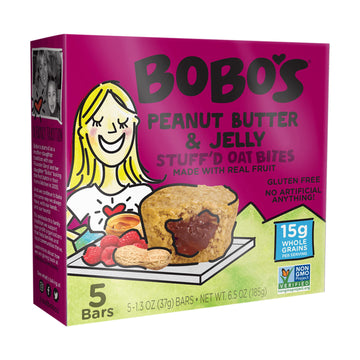 Bobo'S Oat Bites, Peanut Butter & Jelly Stuffed, 1.3 Ounce (5 Count Box)