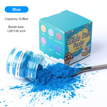 Jelife Blue Edible Luster Dust - 5 Grams Food Grade Cake Dust Shimmer Powdered, Edible Metallic Powder Food Coloring for Cake De