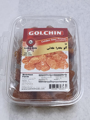 Golchin Golden Sour Prunes (Aloo Bokhara), 16 Oz (1 Lb)