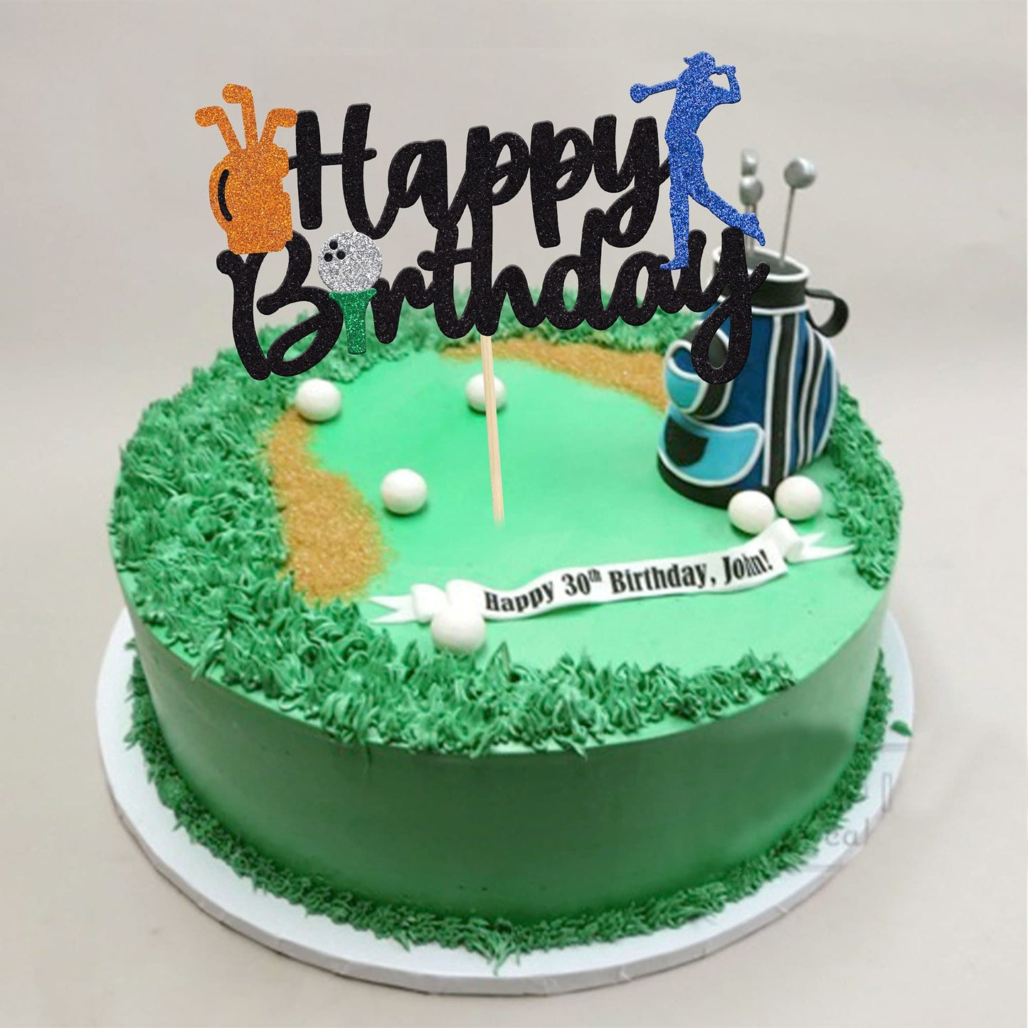 Gyufise 1Pcs Golf Cake Topper Golf Happy Birthday Sign Cake Topper Golf Ball Player Cake Decorations For Sport Theme Man Boy Gir