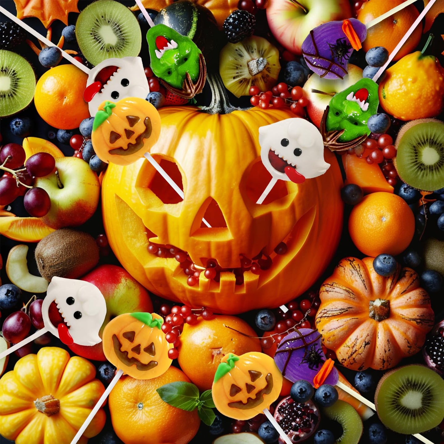 32 PK Halloween Candy Sucker Lollipops Individually Wrapped  Spooky Candies Lollipops  Green Monster  Pumpkin and Broomstick Shaped Lollipop Suckers Candy - Trick or Treat - Halloween Goody Bag Fillers