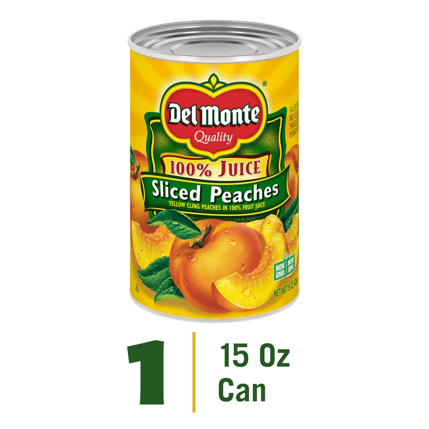 Del Monte Peaches Sliced Yellow Cling 100% Juice, 15 Oz, 3 Pk