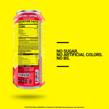 GHOST Energy Drink - 12-Pack  Sour Patch Kids Redberry  16oz - Energy & Focus & No Artificial Colors - 200mg of Natural Caffeine  L-Carnitine & Taurine - Gluten-Free & Vegan