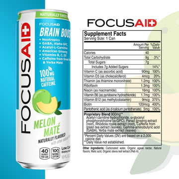 LIFEAID FOCUSAID Energy Blend Drink, Nootropics, 100mg Caffeine, 12 Fl Oz, Pack of 24, Focusaid