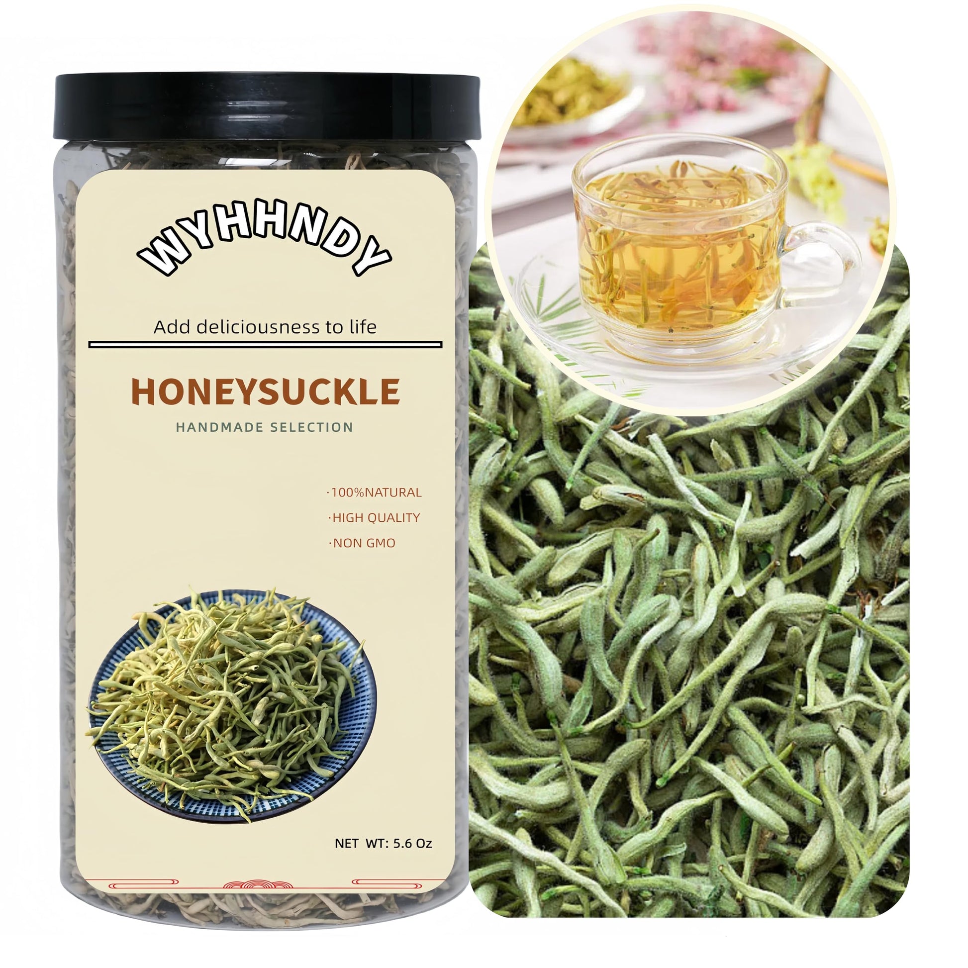 Dried Honeysuckle Tea (160G/5.6Oz) | Sealed Jar | Easy To Store | 100% Natural | Honeysuckle Buds | Traditional Dried Flower Tea For Leisure Drinks.??? ????
