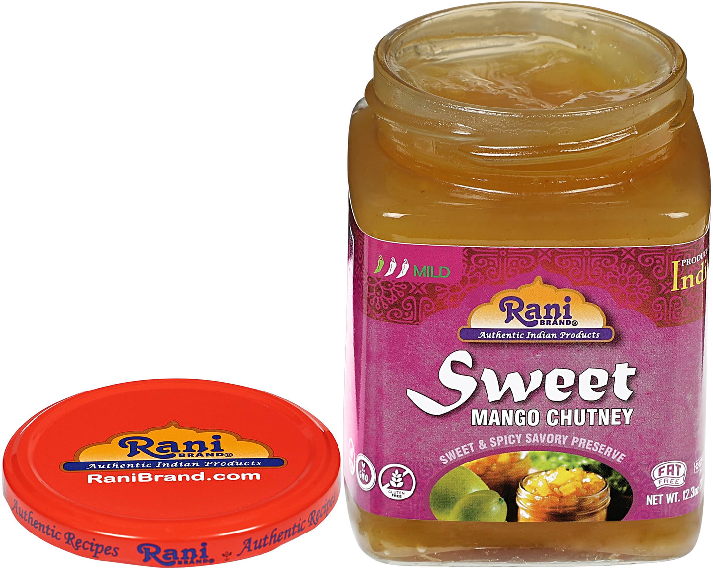 Rani Sweet Mango Chutney (Indian Preserve) 12.3oz (350g) Glass Jar, Ready to eat, Vegan ~ Gluten Free, All Natural, NON-GMO