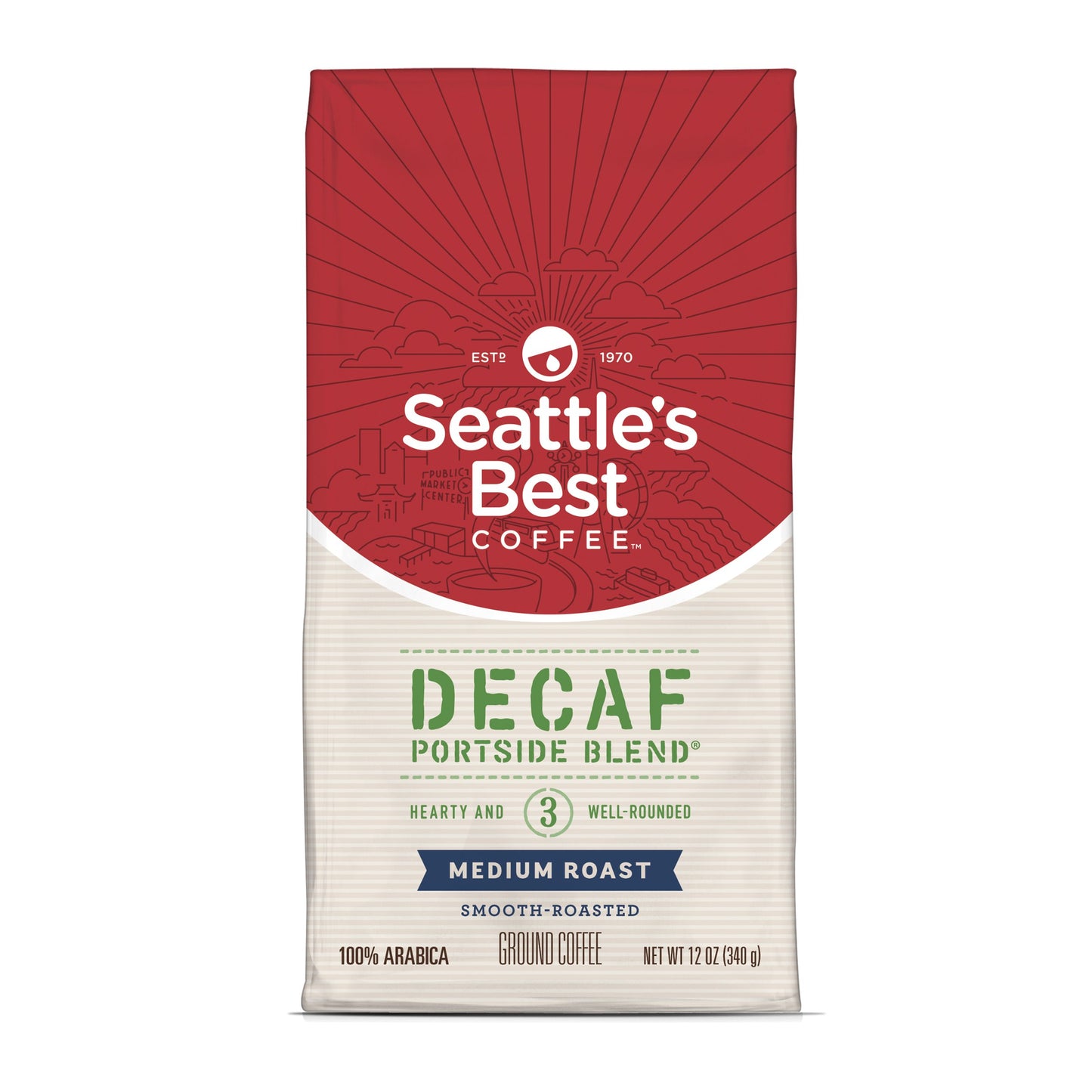 Seattles Best Coffee Decaf Portside Blend Medium Roast Ground Coffee, 12-Ounce Bag
