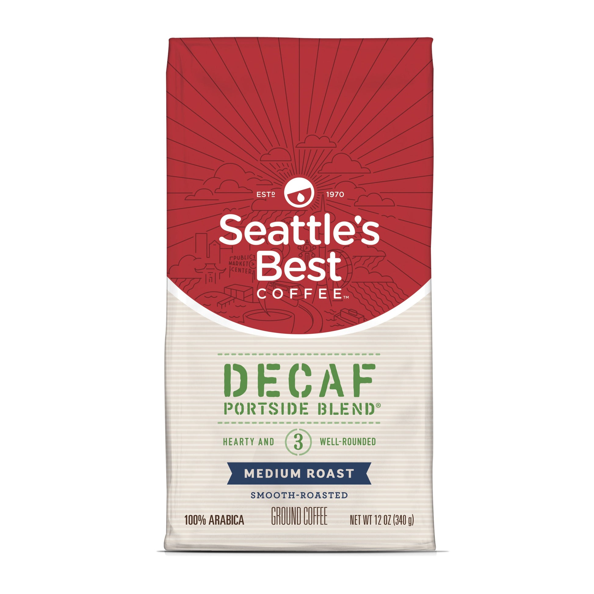 Seattles Best Coffee Decaf Portside Blend Medium Roast Ground Coffee, 12-Ounce Bag