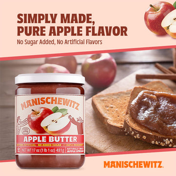 Manischewitz Apple Butter, 17Oz | Smooth & Sweet Spread, Great For Sauces & Glazes, No Sugar Added