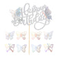 25Pcs Butterfly Cake Topper Glitter 3D Butterfly Cupcake Toppers With Happy Birthday Cake Topper For Wedding Anniversary Baby Sh
