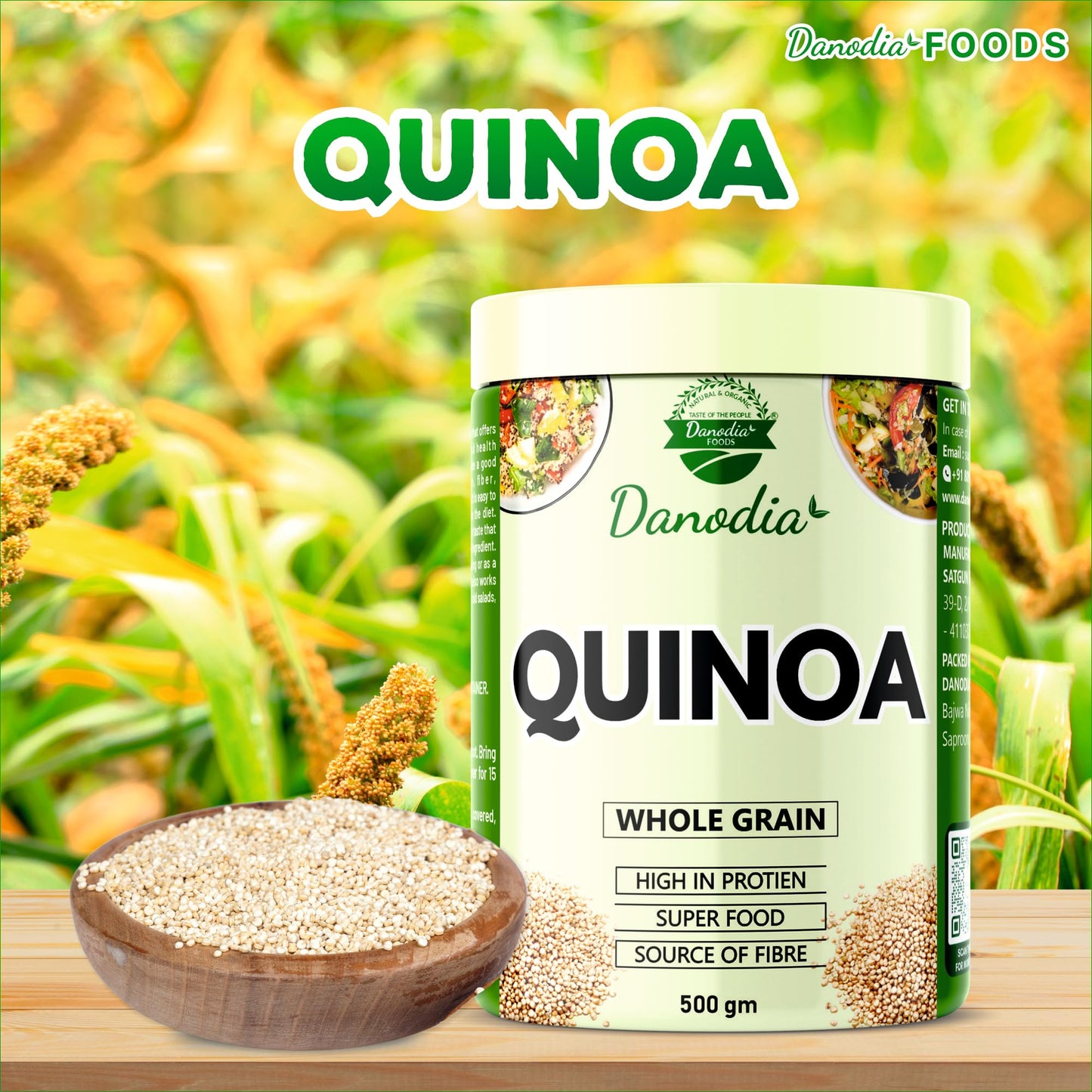 Danodia Foods Hulled Quinoa Grains, 500G (1.1Lb, 17Oz) | Gluten Free, Non Gmo Supergrain | Nutrient Rich Alternative Of Rice