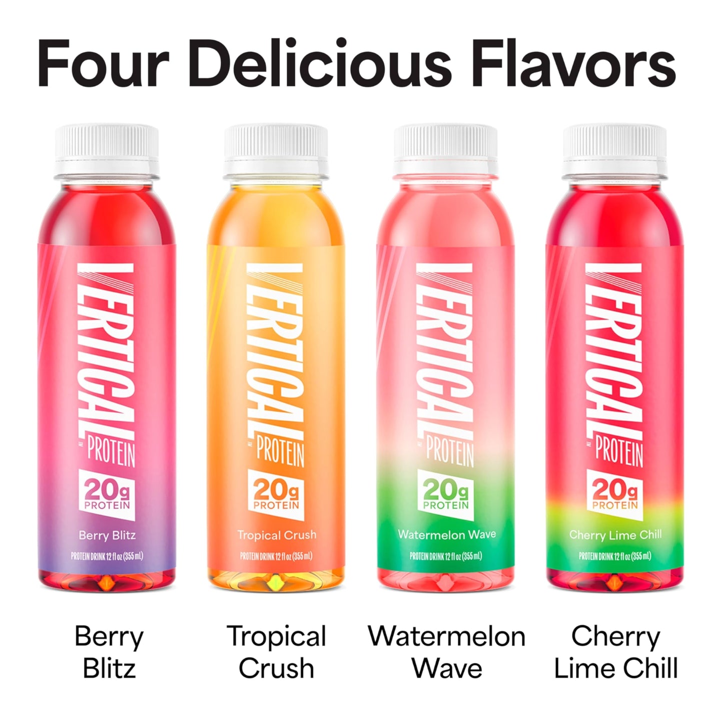 Vertical Protein Ready to Drink Variety Pack of 12  Protein Water Drinks w/ 20g of Whey Isolate  Clear Nutritional Drinks