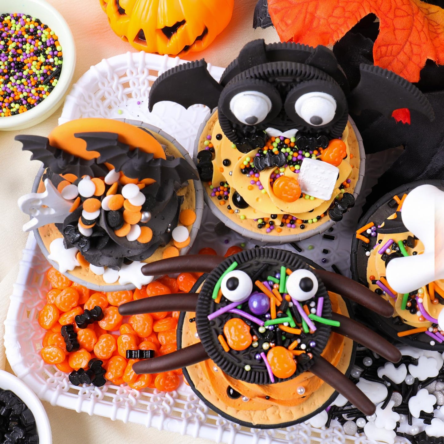 Halloween Sprinkles for Cake Decorating - 6.53 oz Edible Candy Eyes  Pumpkin  Ghost  Spider  Confetti  Nonpareils Sprinkle Mix  Cupcake Cookie Decorations for Fall Halloween Party