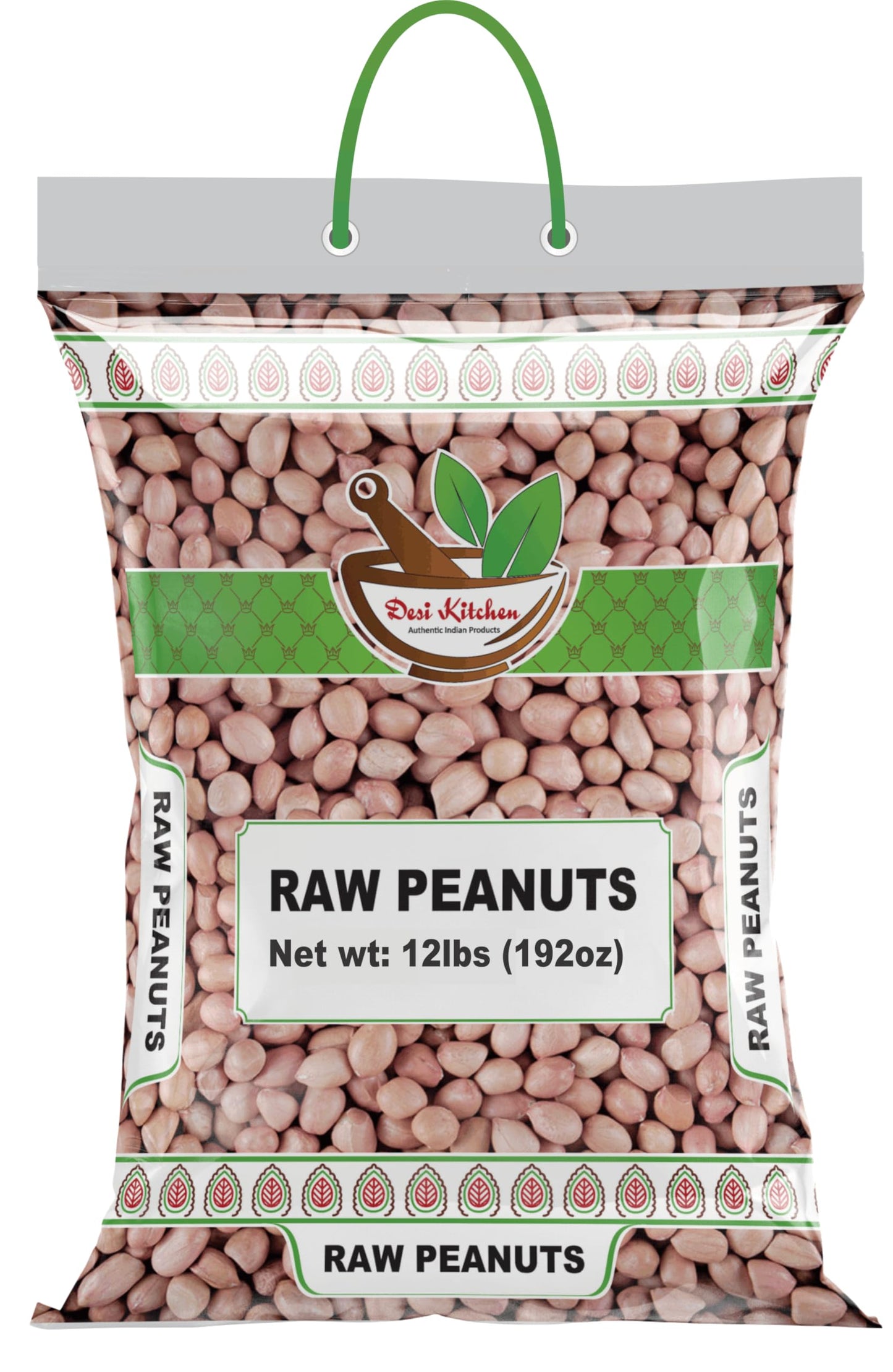 Desi Kitchen Raw Peanuts Whole With Skin (Uncooked  Unsalted) 12Lbs (192Oz) Poly Bag By Rani Foods Inc