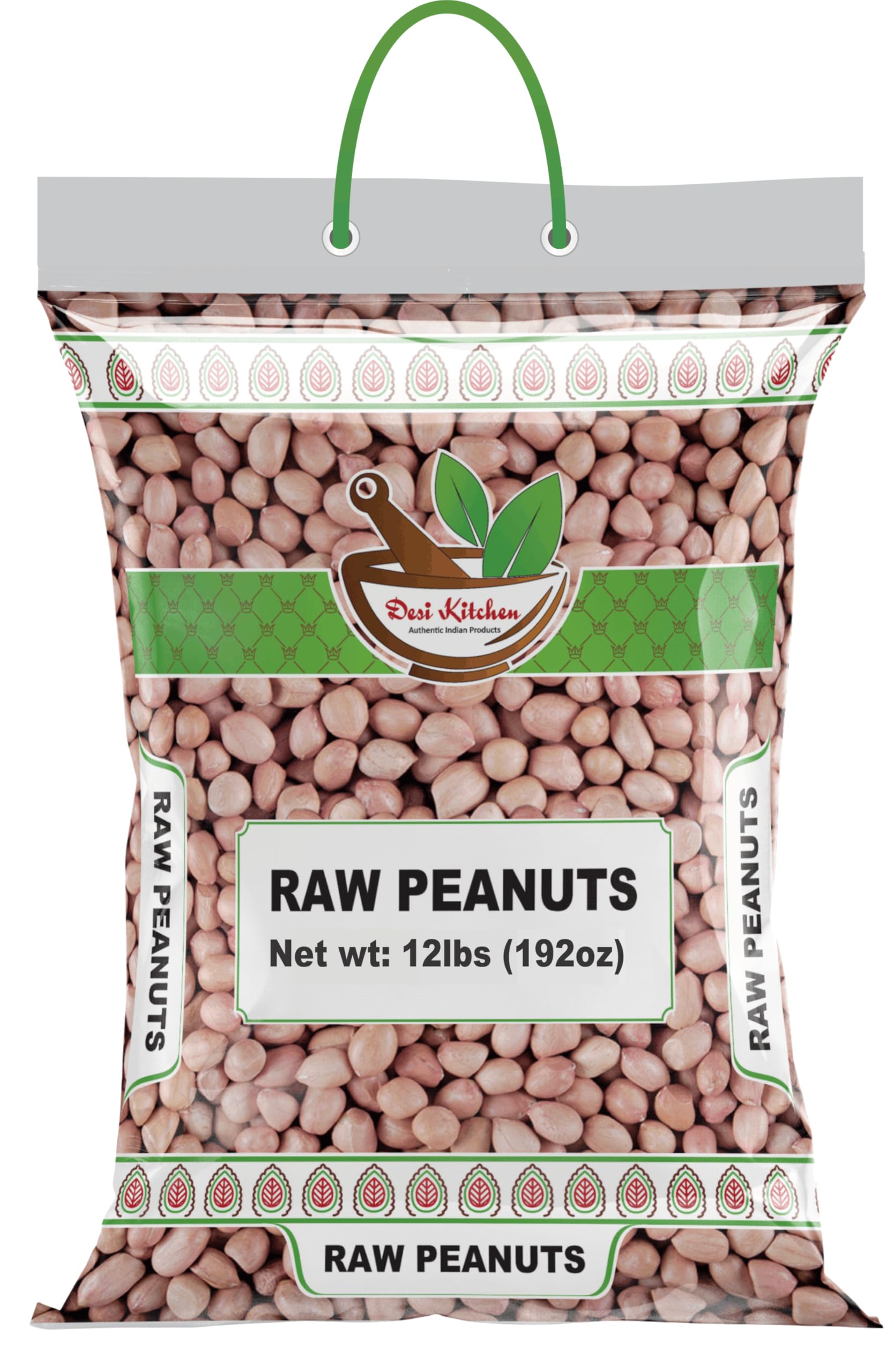 Desi Kitchen Raw Peanuts Whole With Skin (Uncooked  Unsalted) 12Lbs (192Oz) Poly Bag By Rani Foods Inc