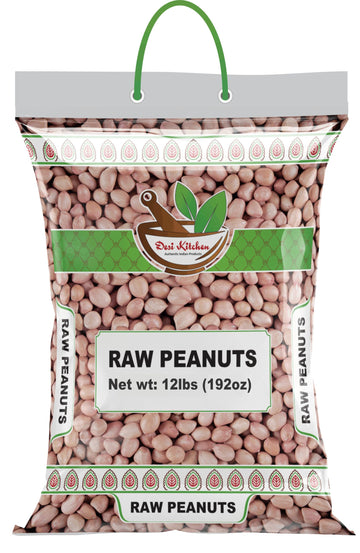 Desi Kitchen Raw Peanuts Whole With Skin (Uncooked  Unsalted) 12Lbs (192Oz) Poly Bag By Rani Foods Inc