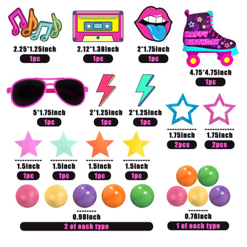DRWATE 30 PCS Retro 80s 90s Cake Toppers - Multicolored Hip Hop Decorations for Throwback Party Supplies