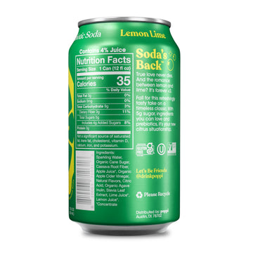 Poppi Sparkling Prebiotic Soda with Apple Cider Vinegar, Lemon Lime Flavor, 12 Fl Oz, Pack of 12, Model 0810063710347