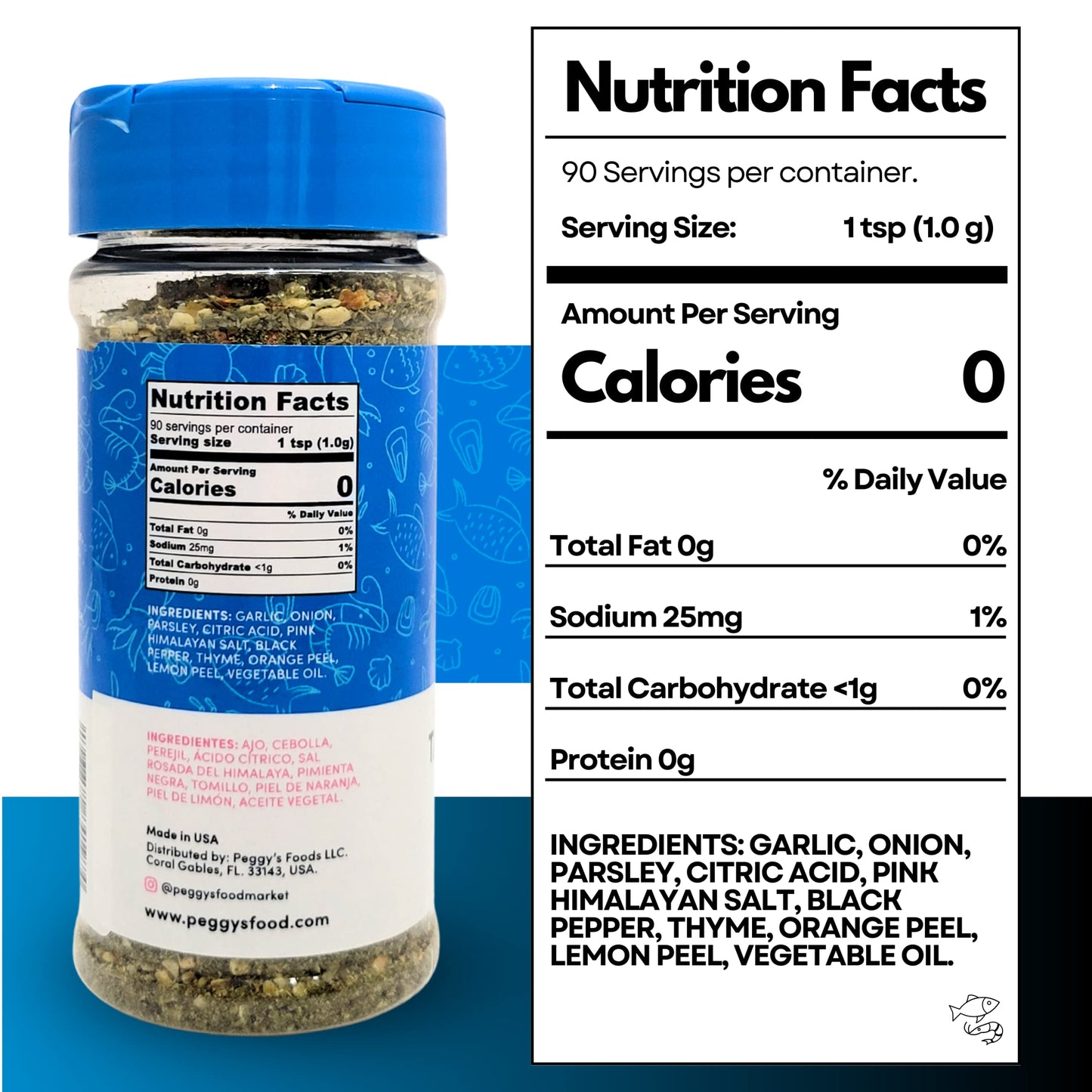 My Secrets Peggys Food Tasty Seafood Seasoning Blend - Low Sodium Spice Seasoning Mix - Natural Seafood Herb Spice Seasoning Wit
