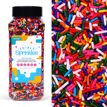 Rainbow Sprinkles, 1.32LB Bulk Rainbow Jimmies Sprinkles for Cake Decorating, Edible Sprinkles for Cupcake Toppers Ice Cream Coo