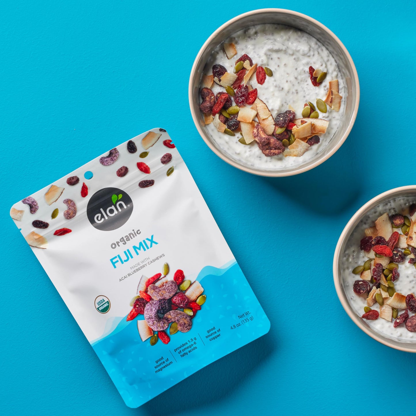 Elan Organic Fiji Mix, 4.8 oz, Non-GMO, Gluten-Free, Vegan, Kosher, Dried Fruits (Dried Goji Berries, Dried Cranberries), Superf