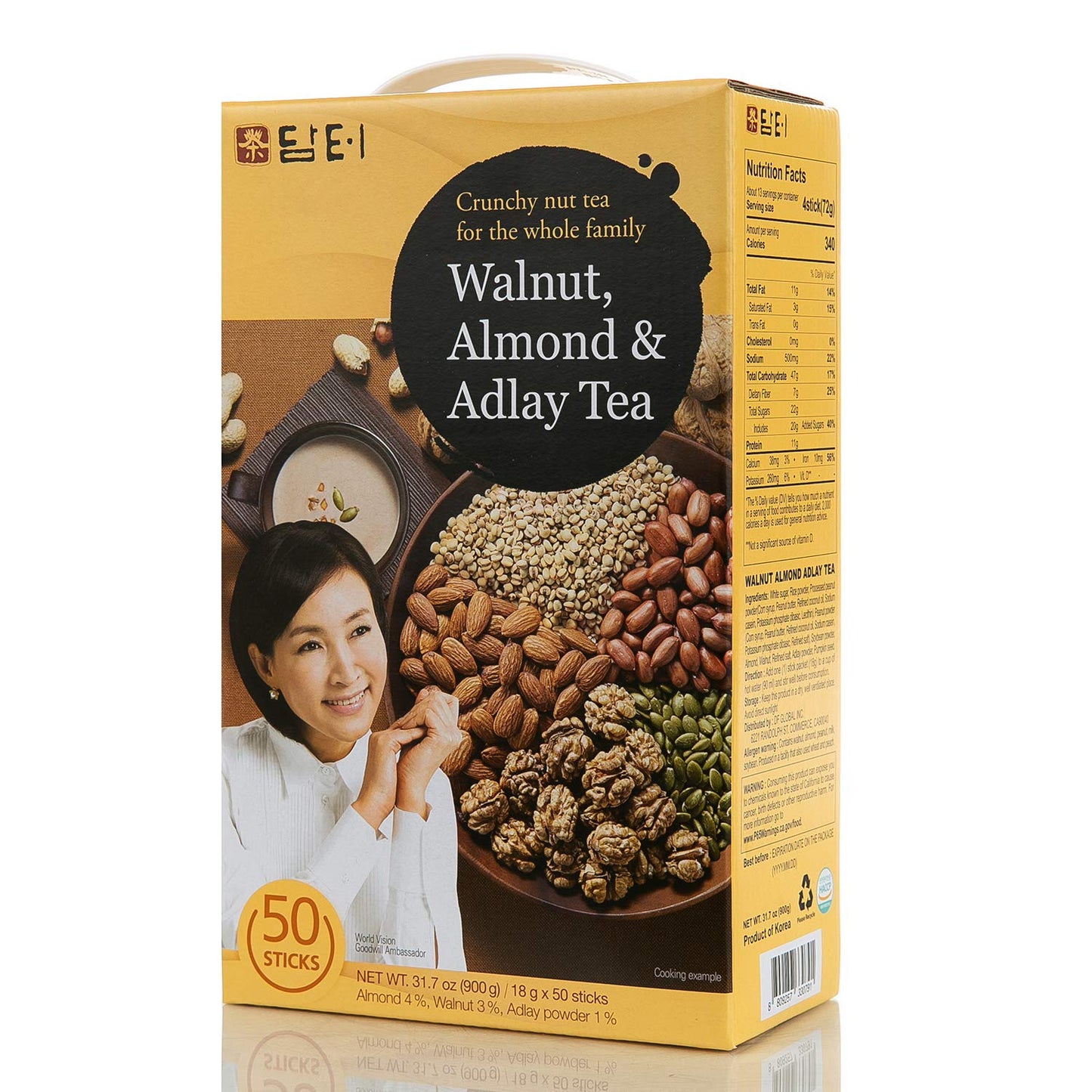 Damtuh Korean Walnut Almond Adlay (Jobs Tear) Powder Meal Replacement Shake Breakfast Simple Meal 50T